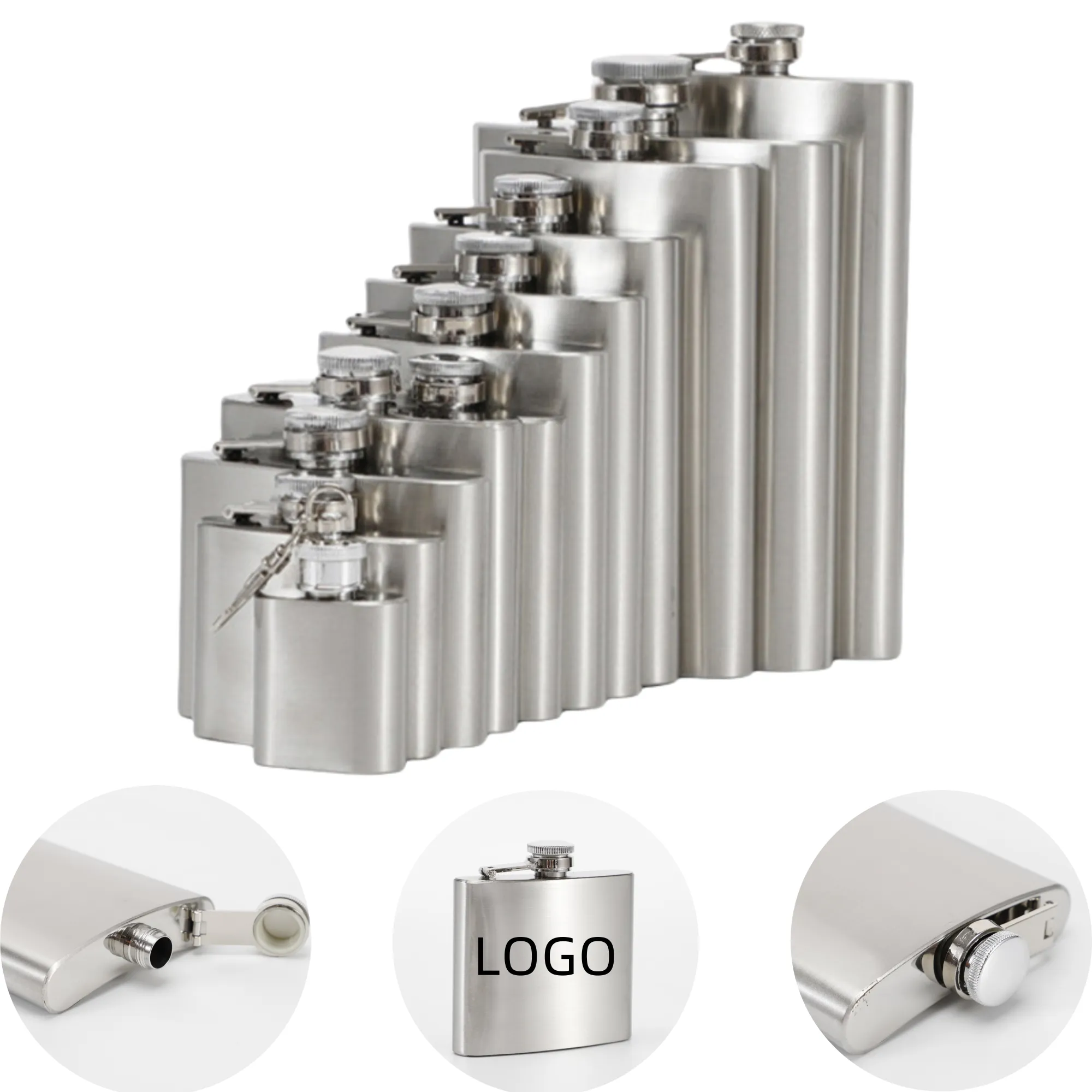 8oz Premium Portable Stainless Steel Flask, custom water bottle with logo imprint 2