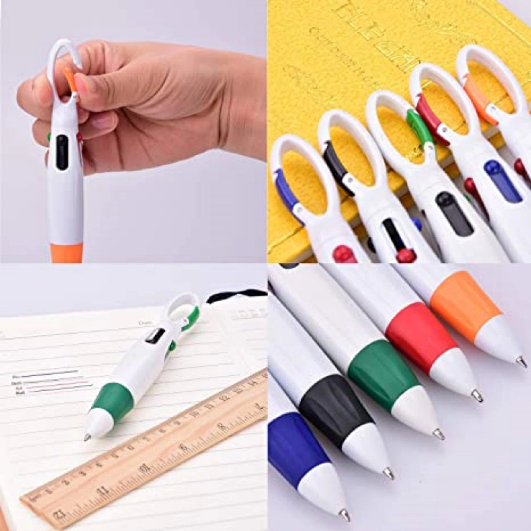 Multicolor Pen 4 Neon Color in Ballpoint with Buckle Clip 3