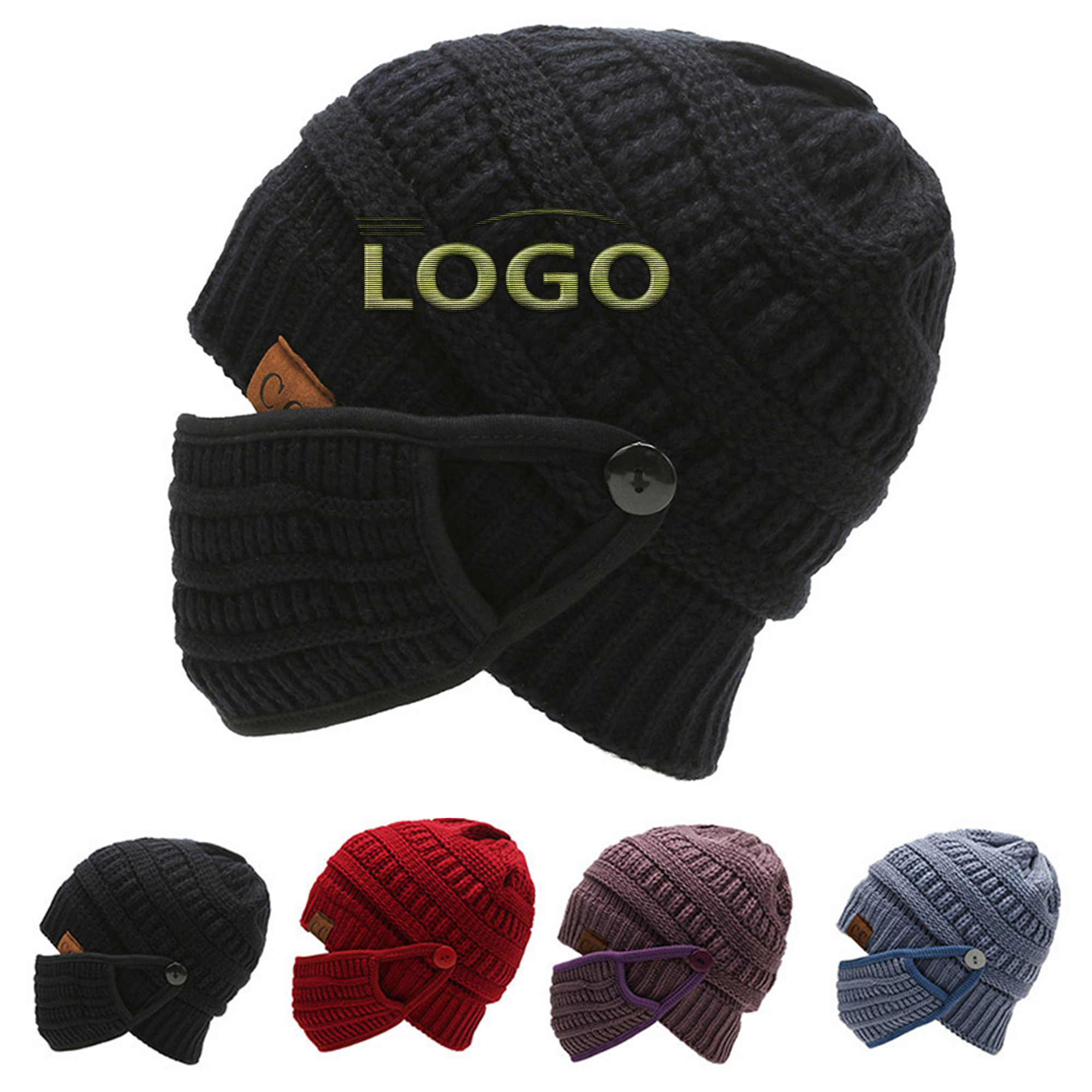 Knit Hat with Detachable Face Cover for Cold Weather 1