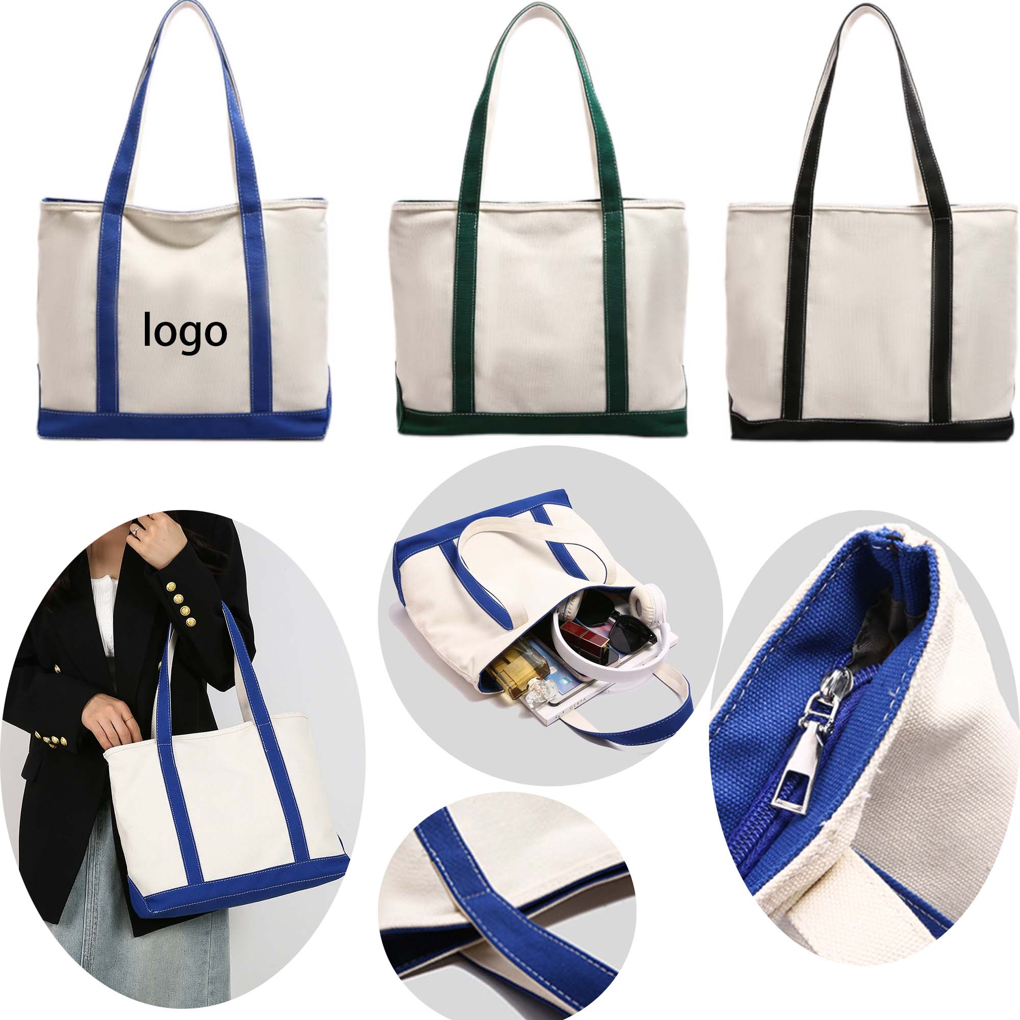 Portable Shoulder Canvas Bag, custom tote bag with logo imprint 2