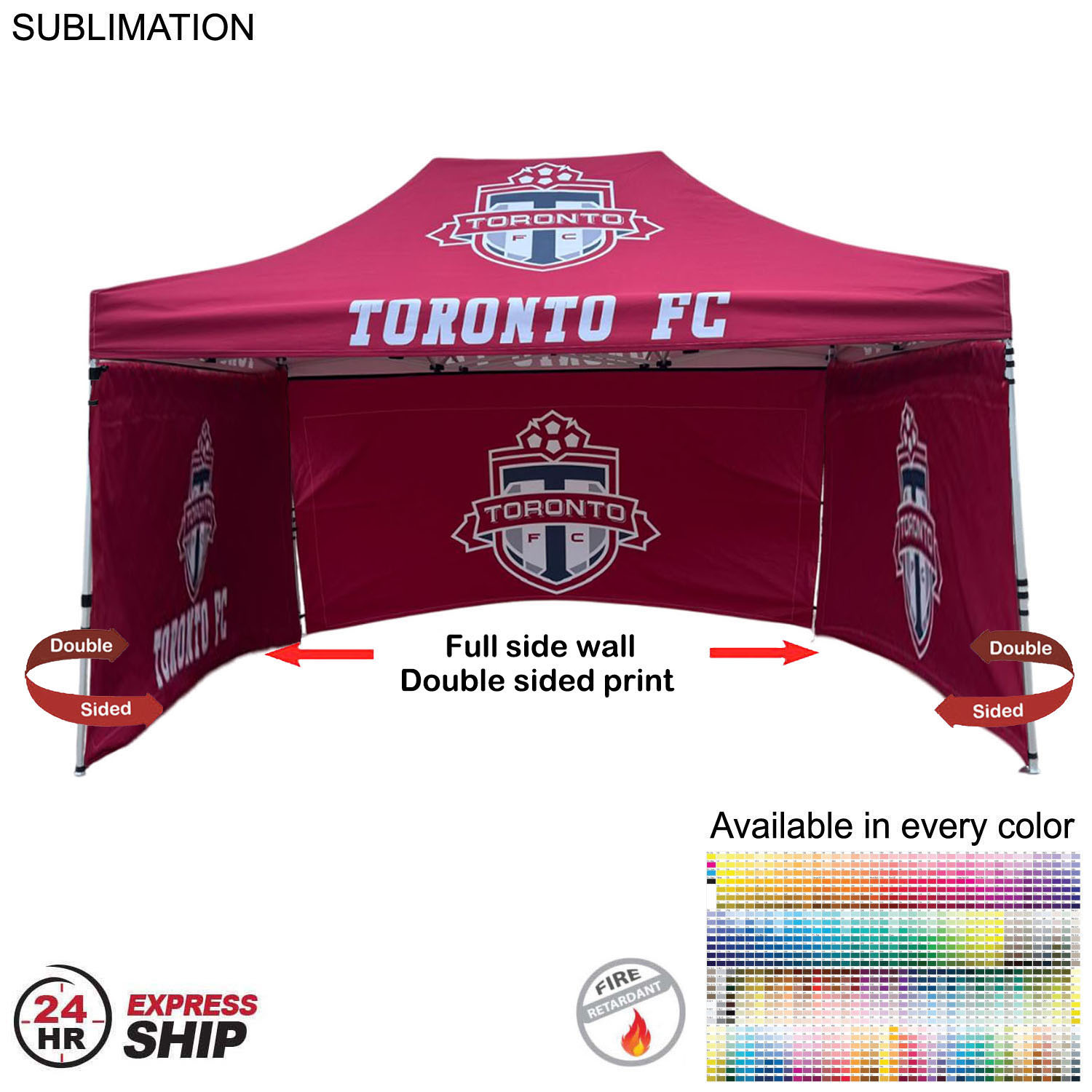 24Hr Express Ship - Full Side Wall for 10x15 Tent Kit, Sublimated, Double Sided Print 2