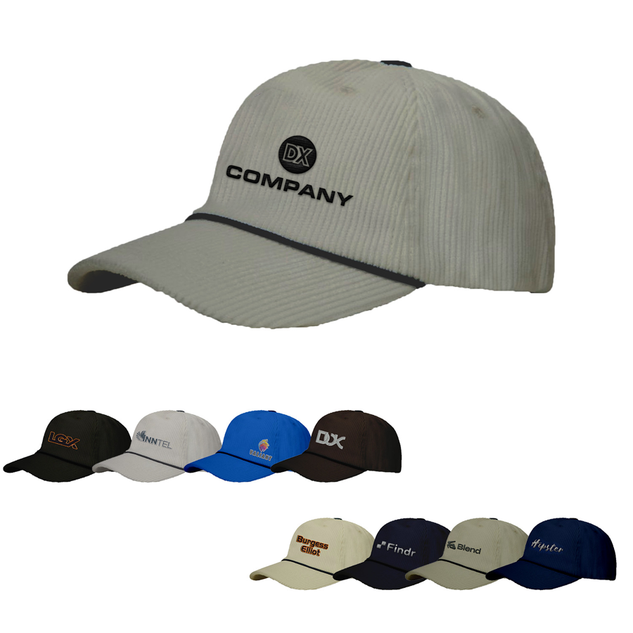 Premium Corduroy 5 Panel Cap - High, Medium, or Low Crown 6