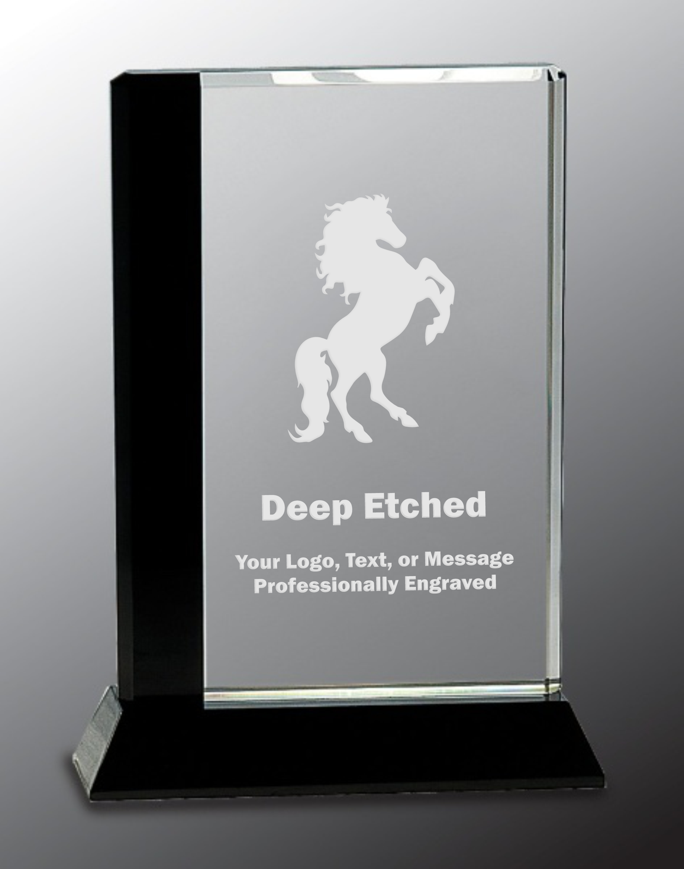 6 1/2" x 9" Black Edge Crystal on Black Base Crystal Award