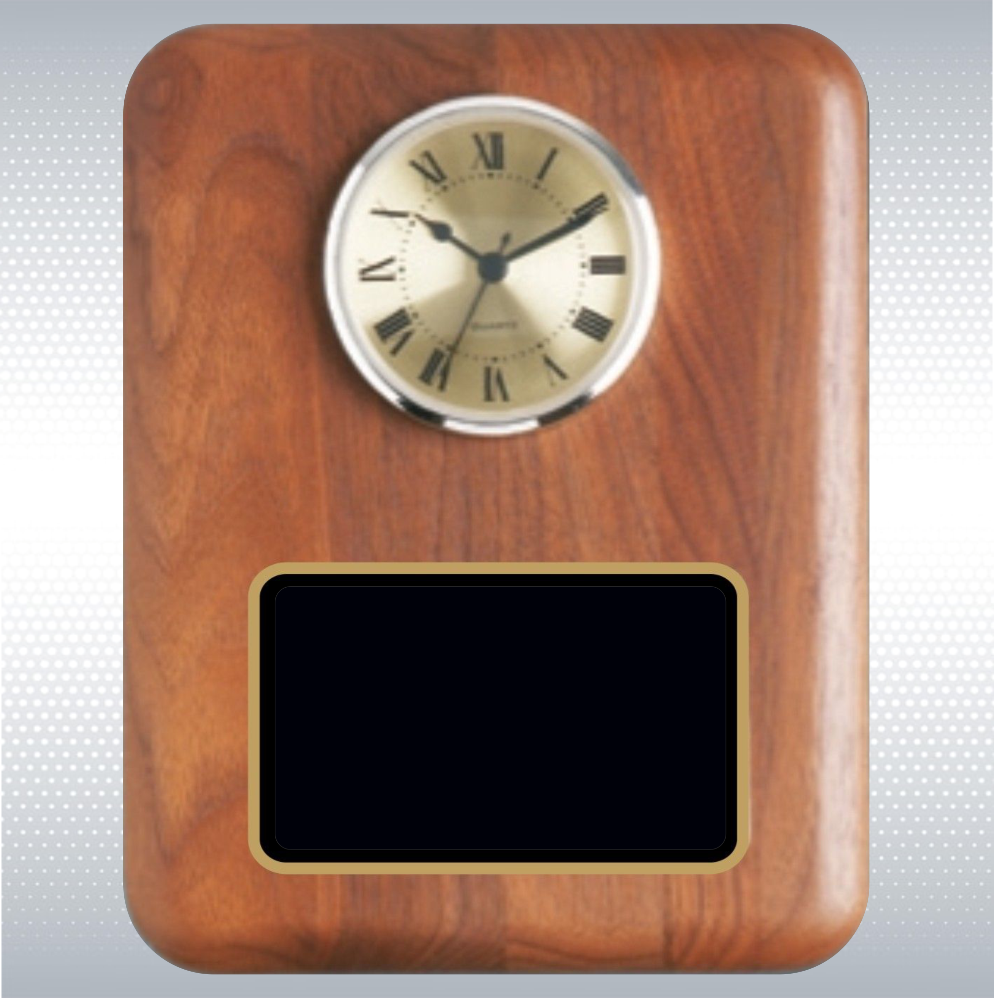 Walnut Round Edge Solid Wood Plaque w/ Clock 3