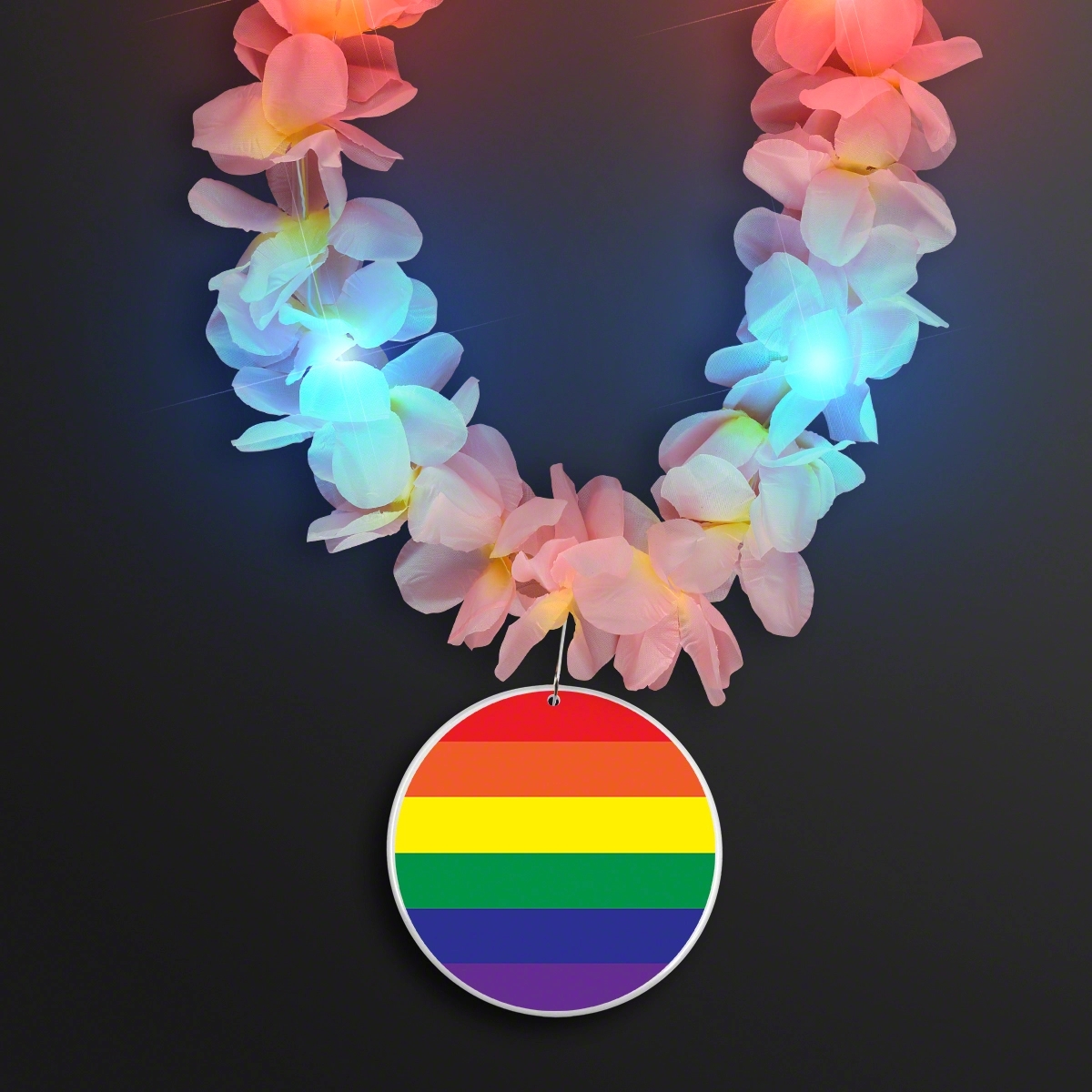 Light Up Hawaiian Leis with Custom Rainbow Medallion 4