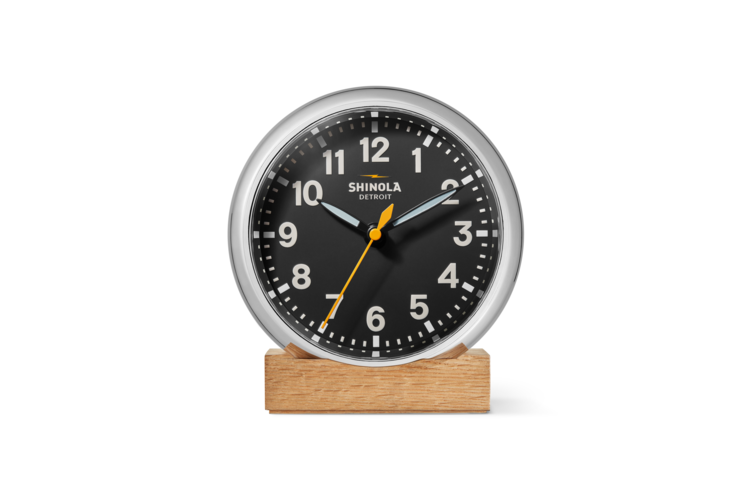Shinola The Runwell 6in Desk Clock - Chrome/Black 2