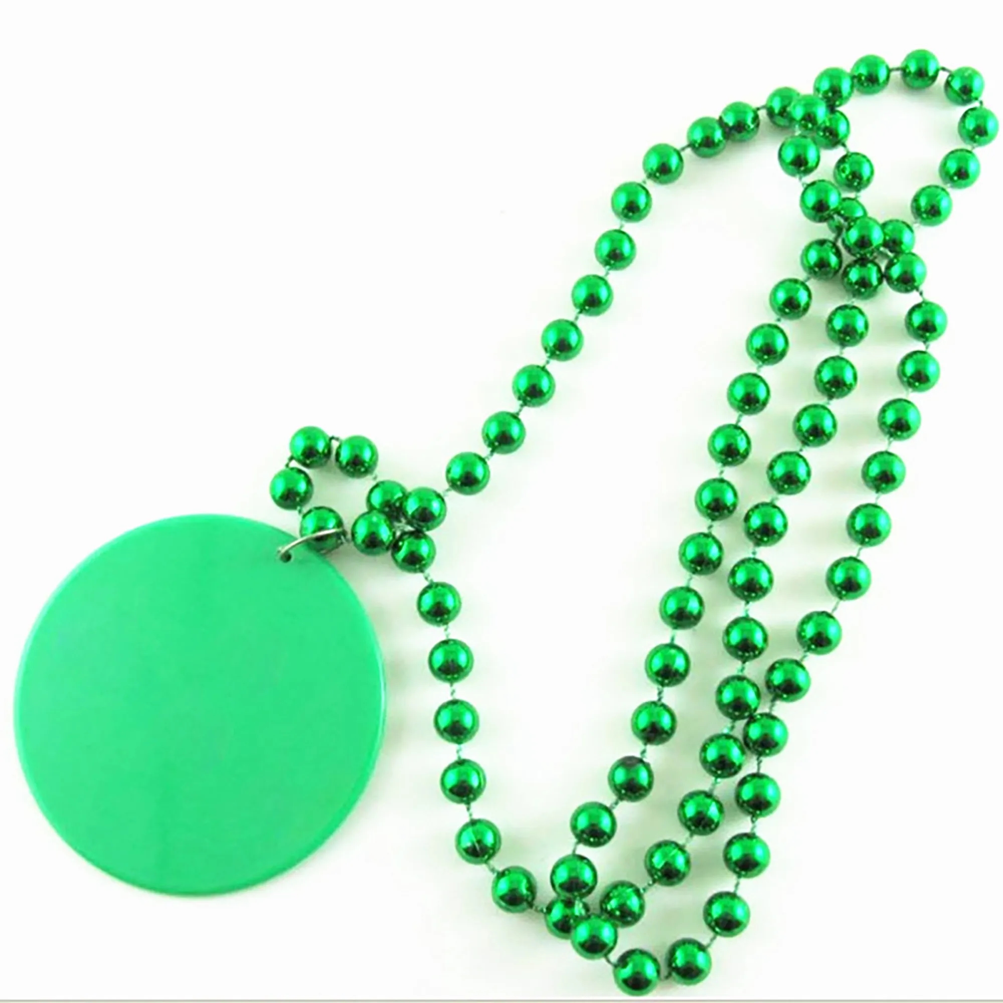 Mardi Gras Metallic Plastic Beads Necklace With Medallion 3