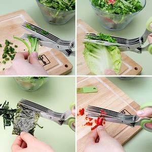 5 Blade Herb Chopper Scissors With Ergonomic Dual Color Handle 14