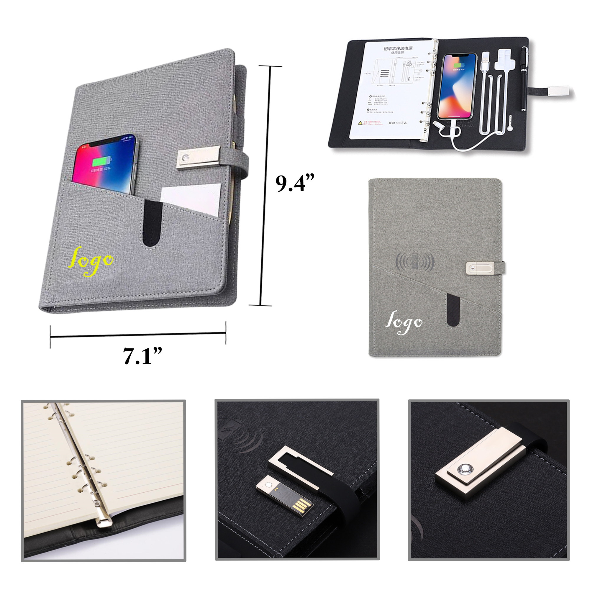 MOQ5 Wireless Charging Notebook With USB Feature 5