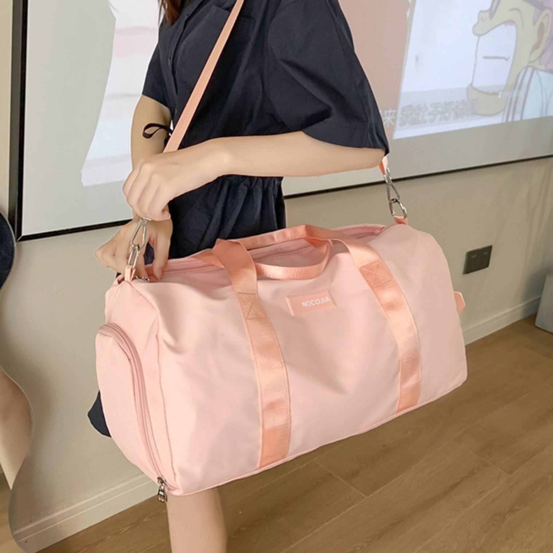 Nylon Travel Duffle Bag with Shoe Compartment & Wet Pocket 1