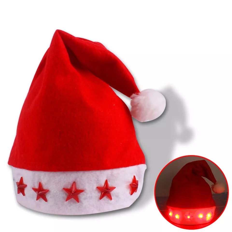 Light Up Santa Hat with LED Snowflake 2