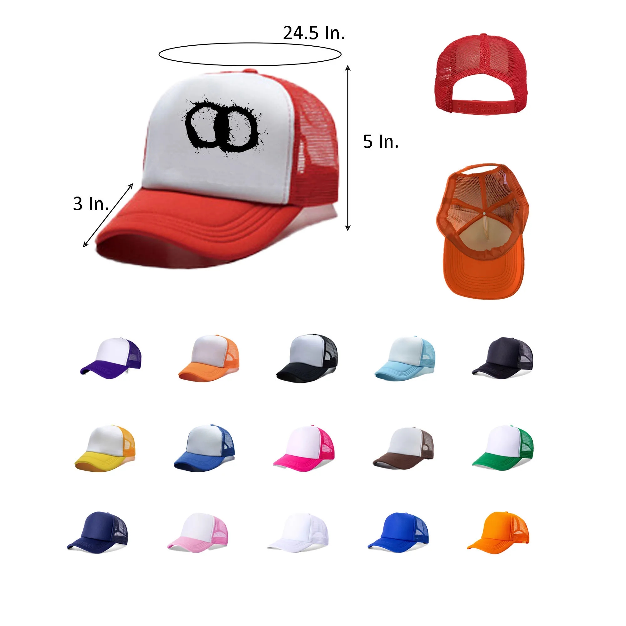 MOQ 10 Foam Mesh Baseball Cap Trucker Hat 24.5"Lx 5"Wx 3"H