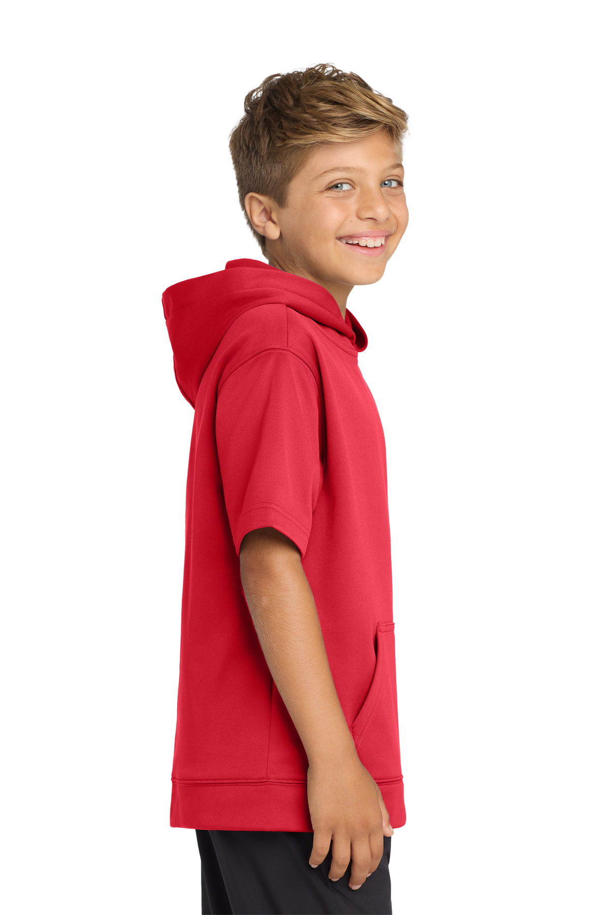 Sport-Tek Youth Sport-Wick Fleece Short Sleeve Hooded Pullover. YST251 18