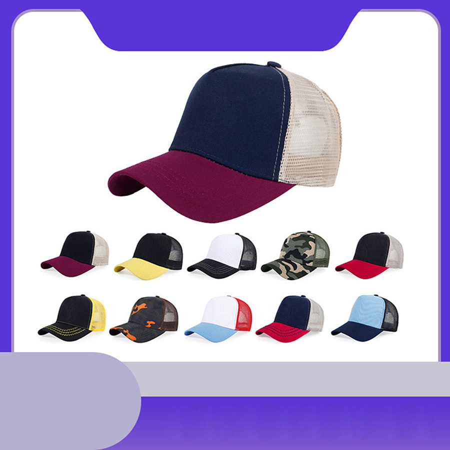 Stock Multi-Tone Cotton 5-Panel Trucker Cap 5