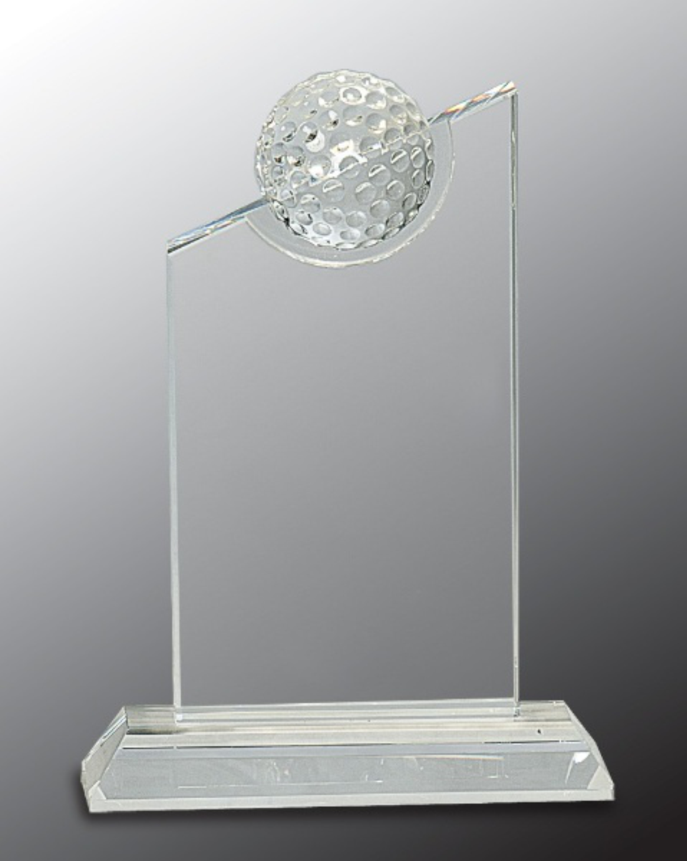 7 1/4" Clear Crystal Award with Inset Crystal Golf Ball on Clear Base 3