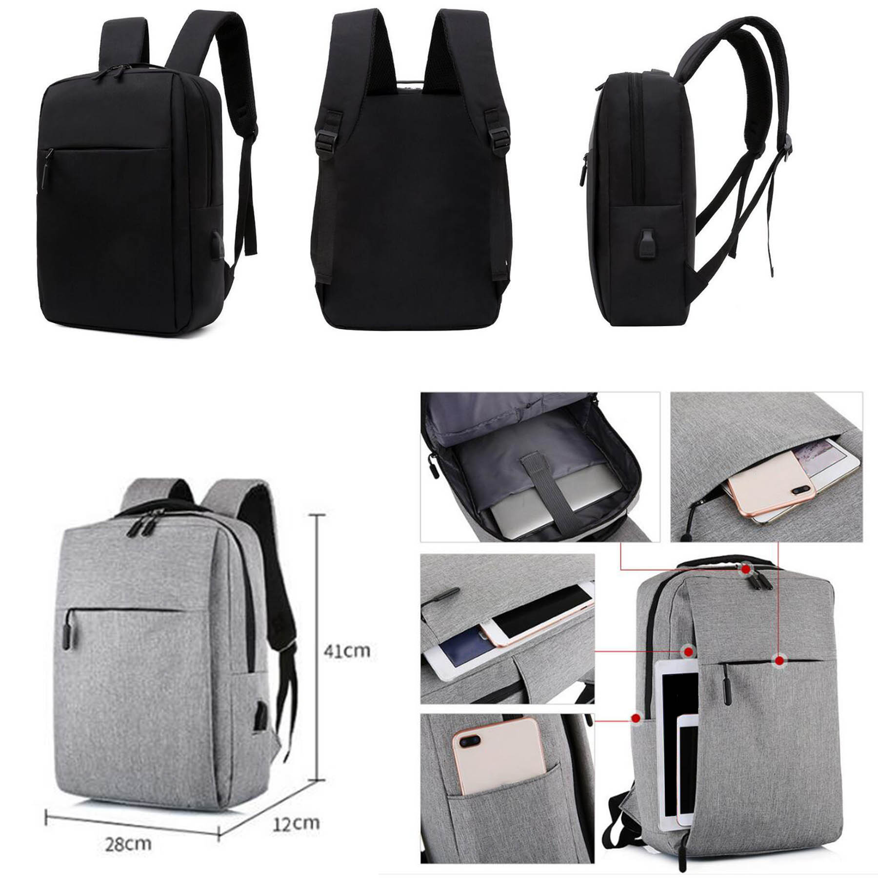 Business Computer Backpack With USB Charging Port 2