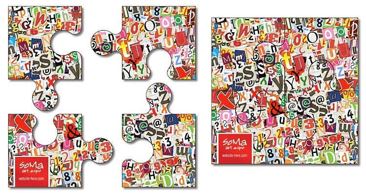 Magnet - 4 Piece Puzzle Shape (3.5x3.5) - 25 mil. 2