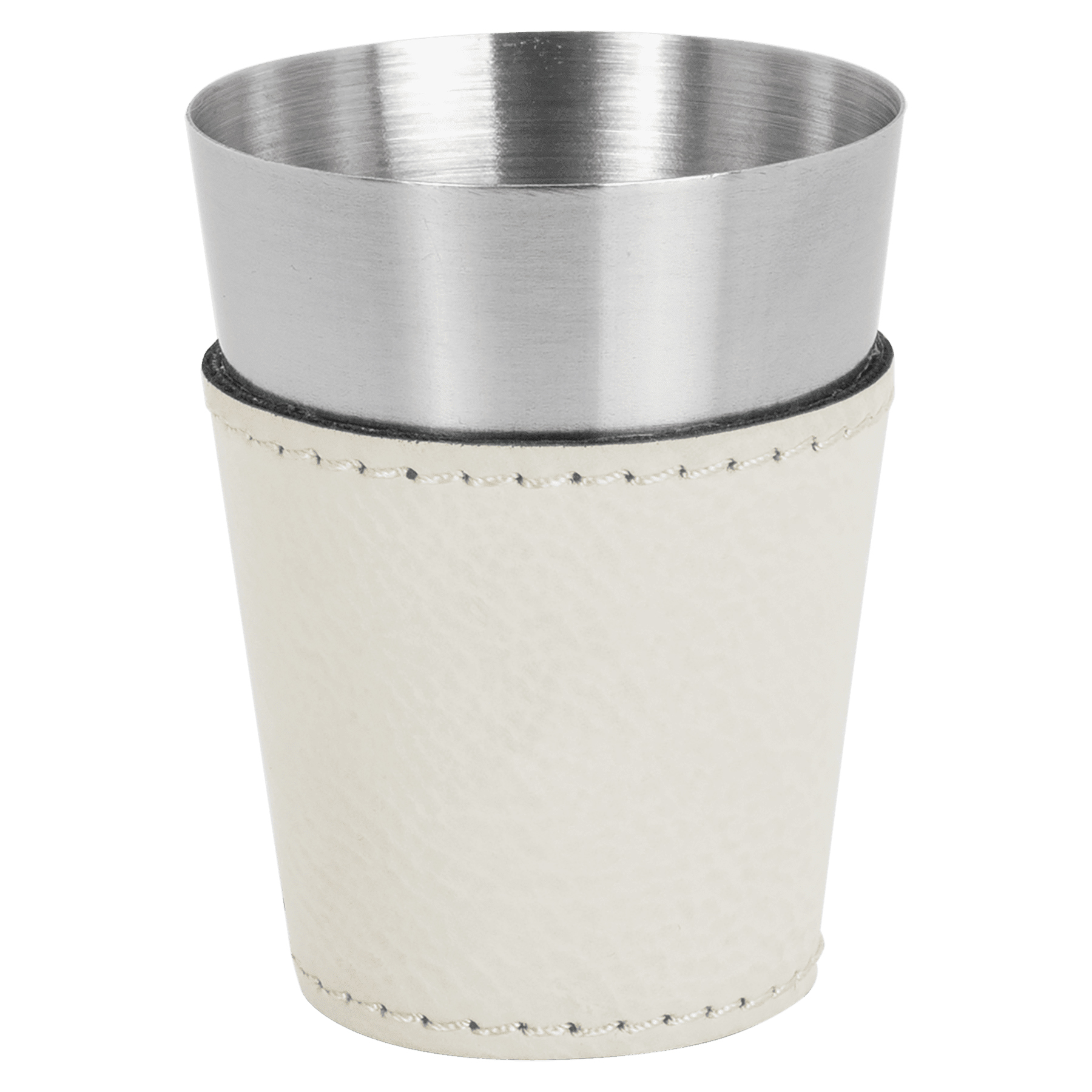 2oz. White Leatherette & Stainless Steel Shot Glass 3