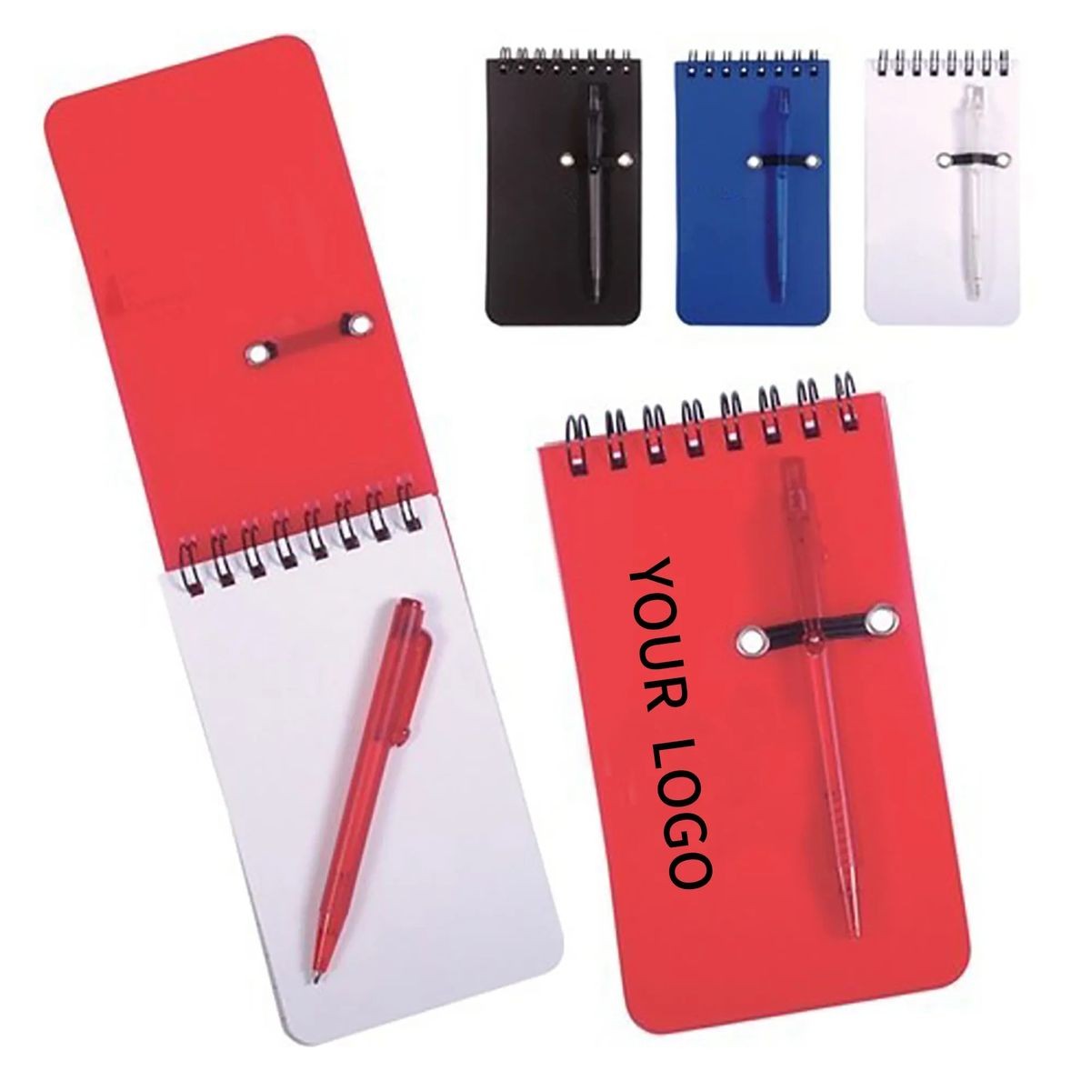 Pocket Spiral Notebook with Pen Slot, Customizable with Logo 1