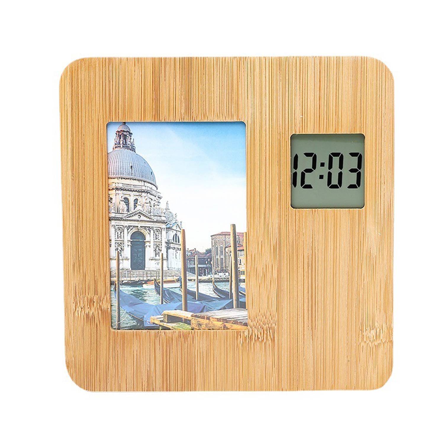 2 in 1 Bamboo Picture Frame Digital Clock 6