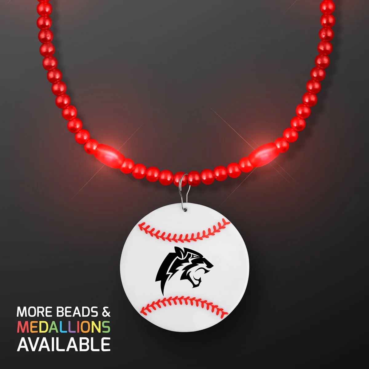 LED Bead Necklace with Baseball Medallion 3
