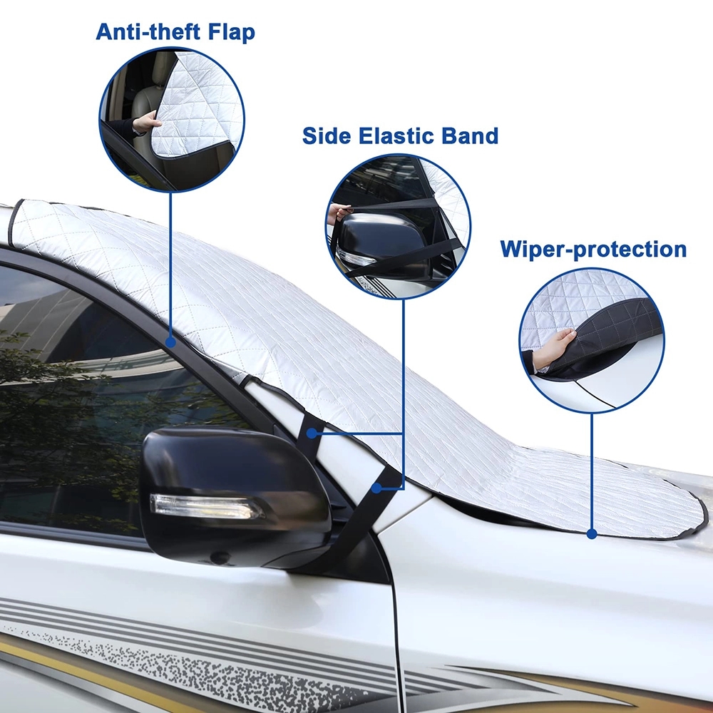 Extra Thick 4 Layers Auto Windshield Cover for Snow and Sun 5