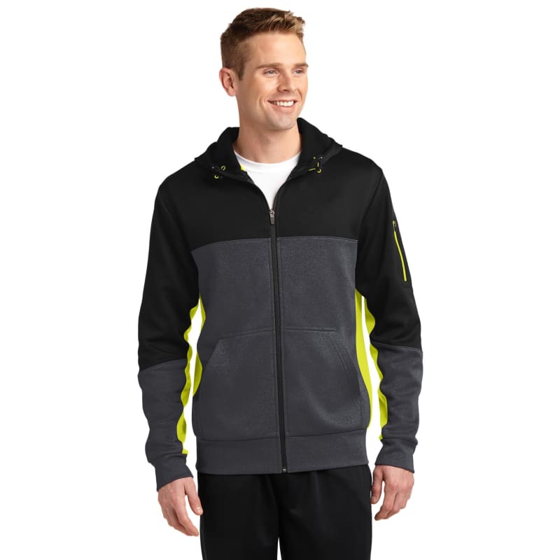 Sport-Tek Tech Fleece Colorblock Full-Zip Hooded Jacket. 8