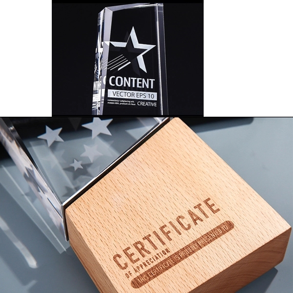Wood Base Crystal Trophy 7