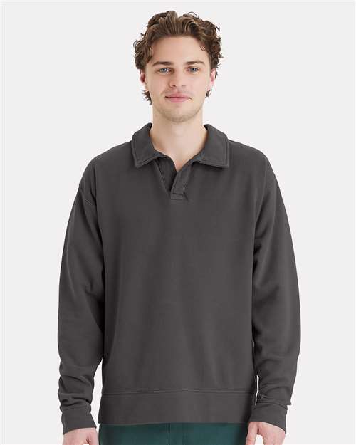 Unisex Garment-Dyed Polo Collar Sweatshirt - GDH490 9