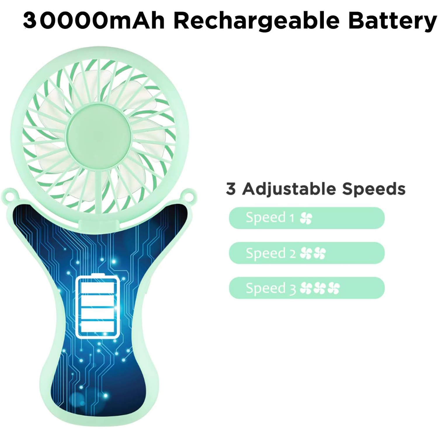 Adjustable USB Rechargeable Mini Neck Fan w/ Lanyard 7