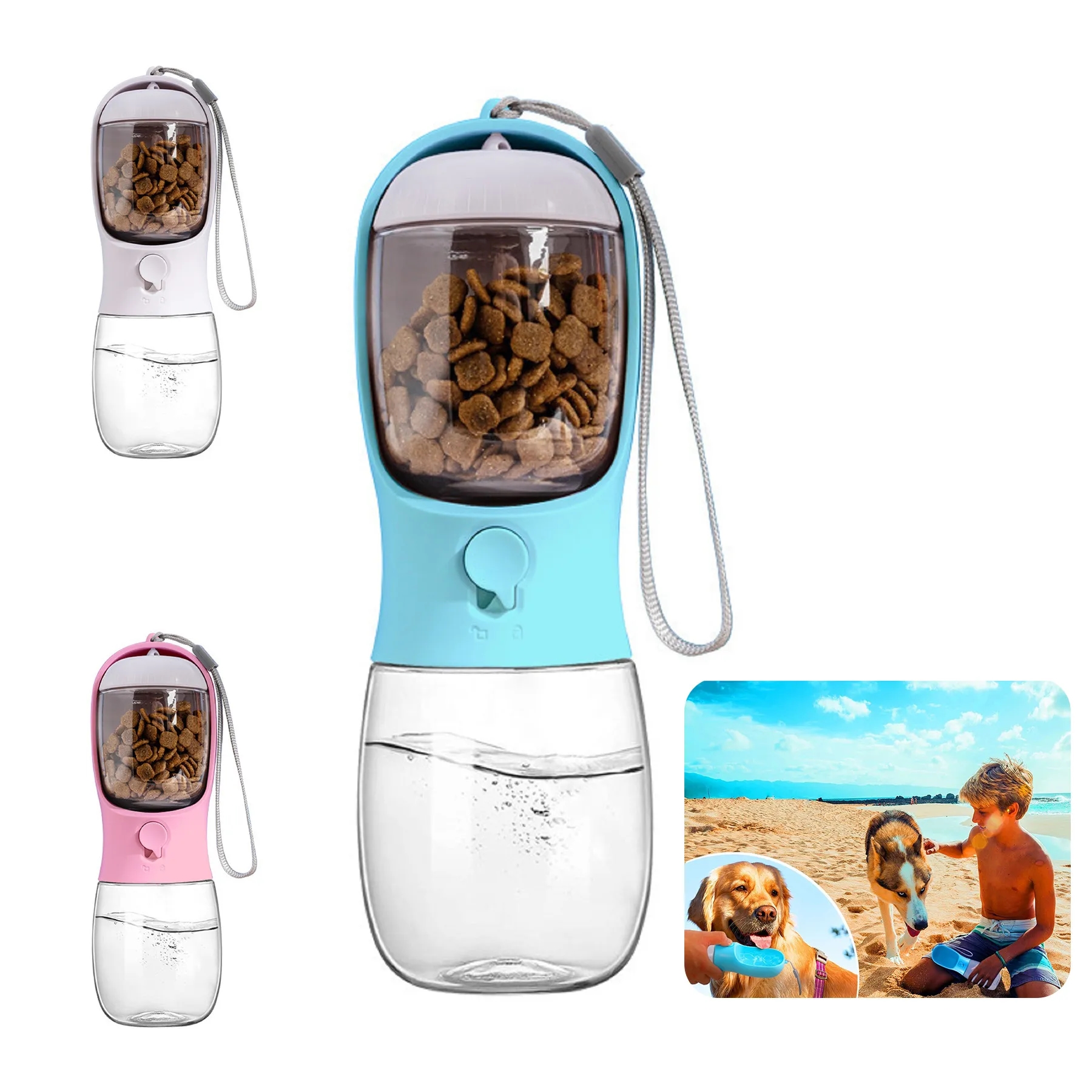 19OZ Leak Proof Portable Pet Water Bottle with Food Containe 4
