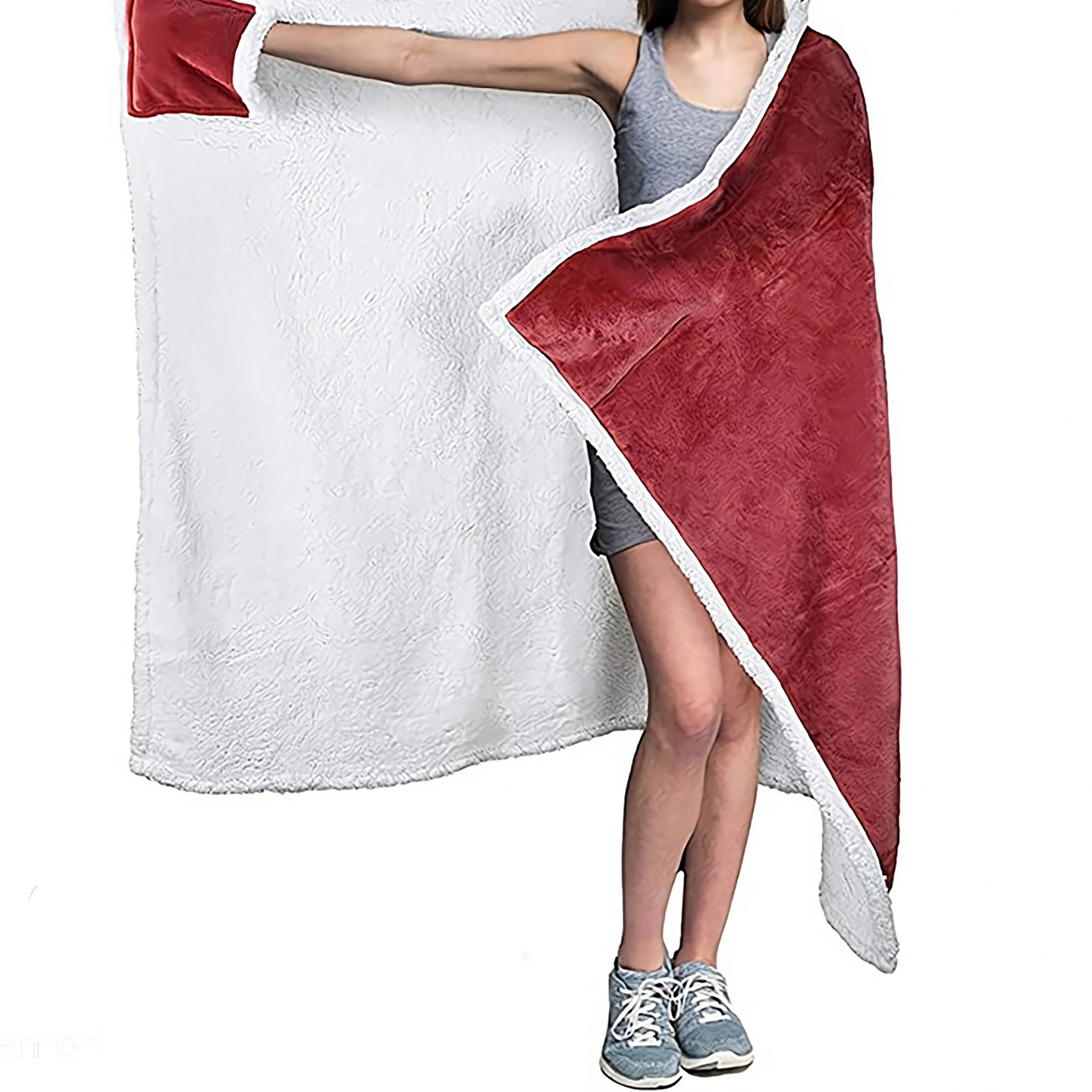 Polyester Sherpa Hooded Blanket 1