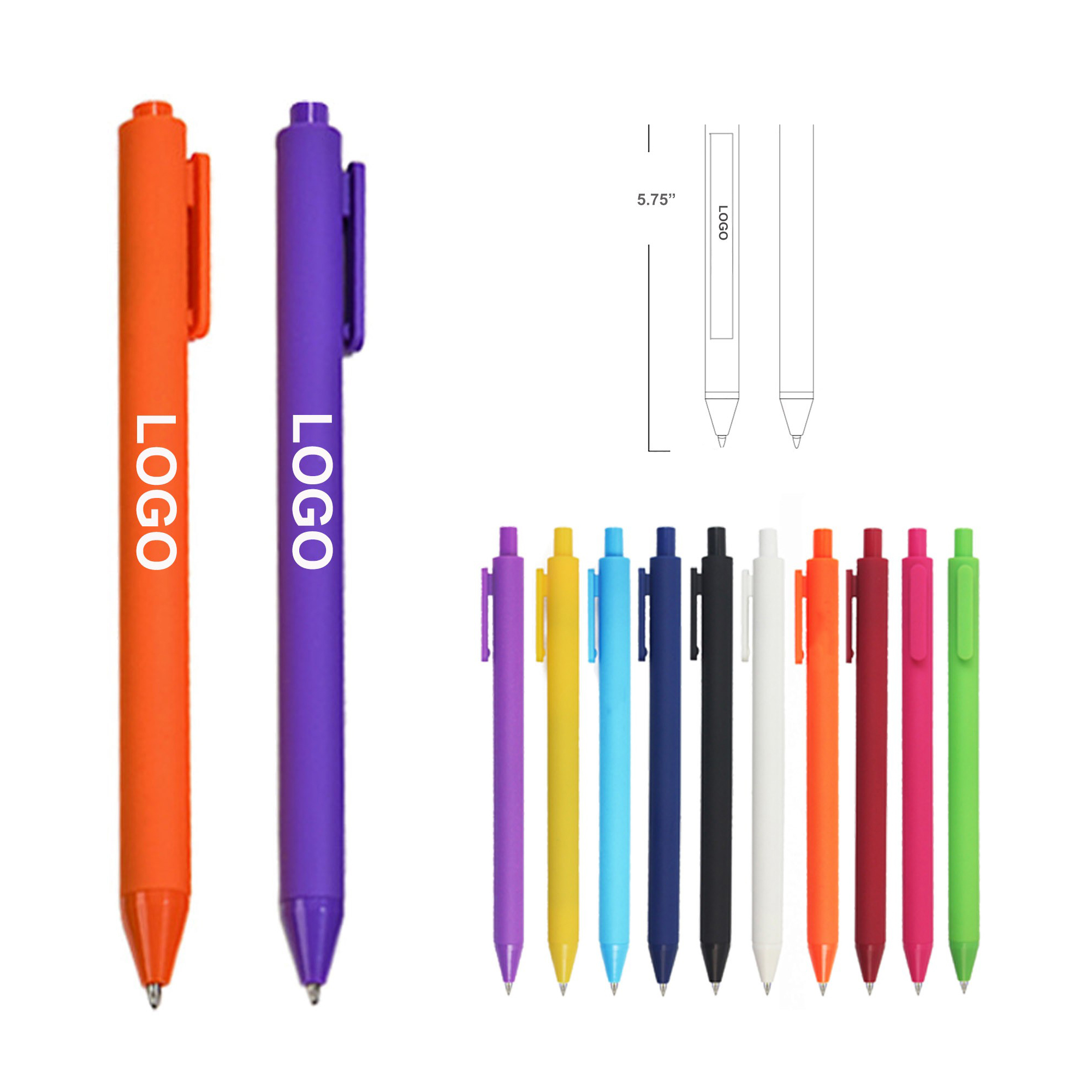 Custom Plastic Matte Finish Retractable Ballpoint Pens 2