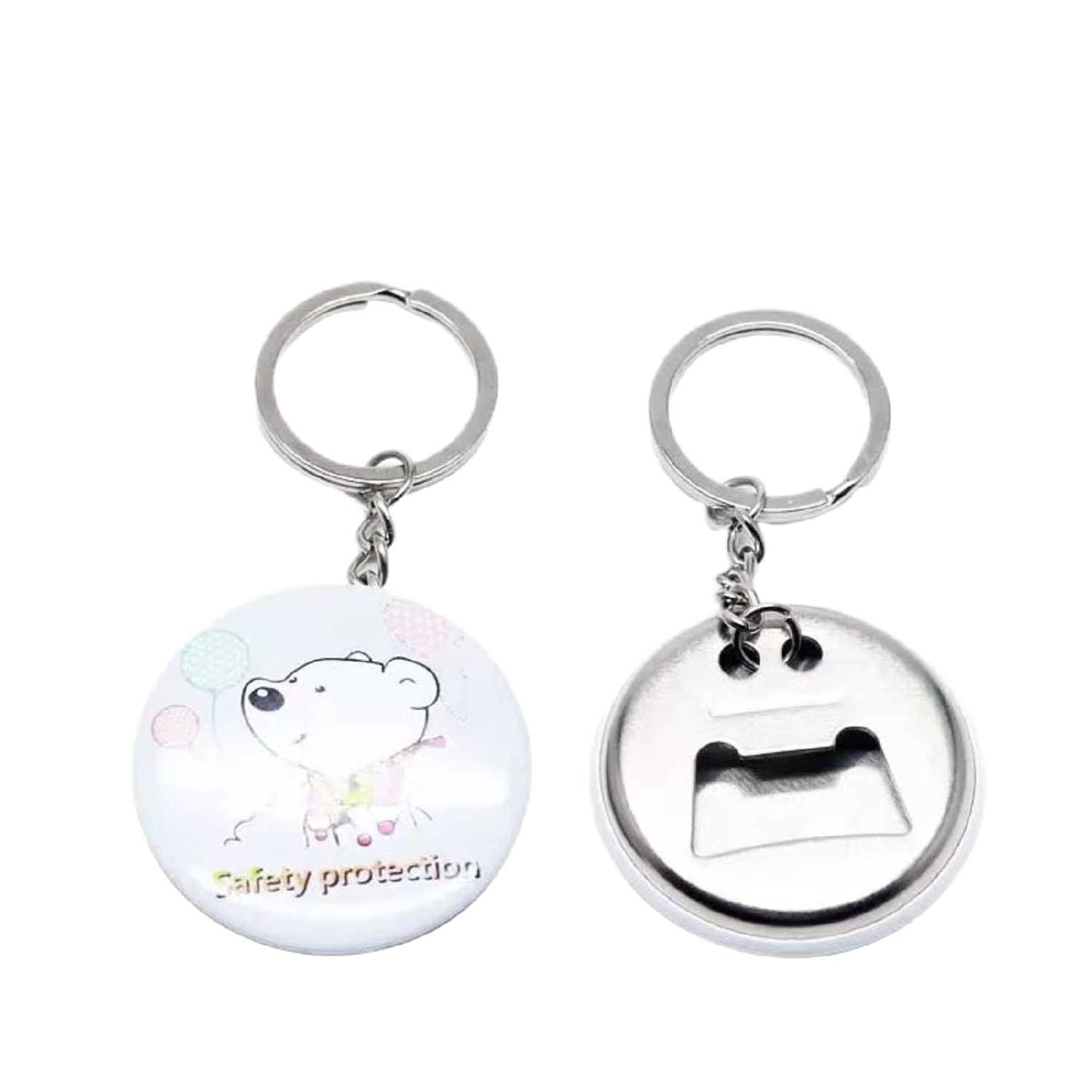 Round Tin Bottle Cap Opener Keychain 4