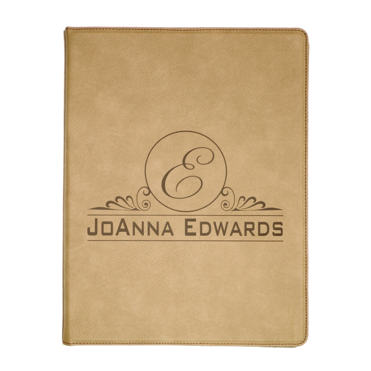 9" x 12" Leatherette Light Brown Portfolio