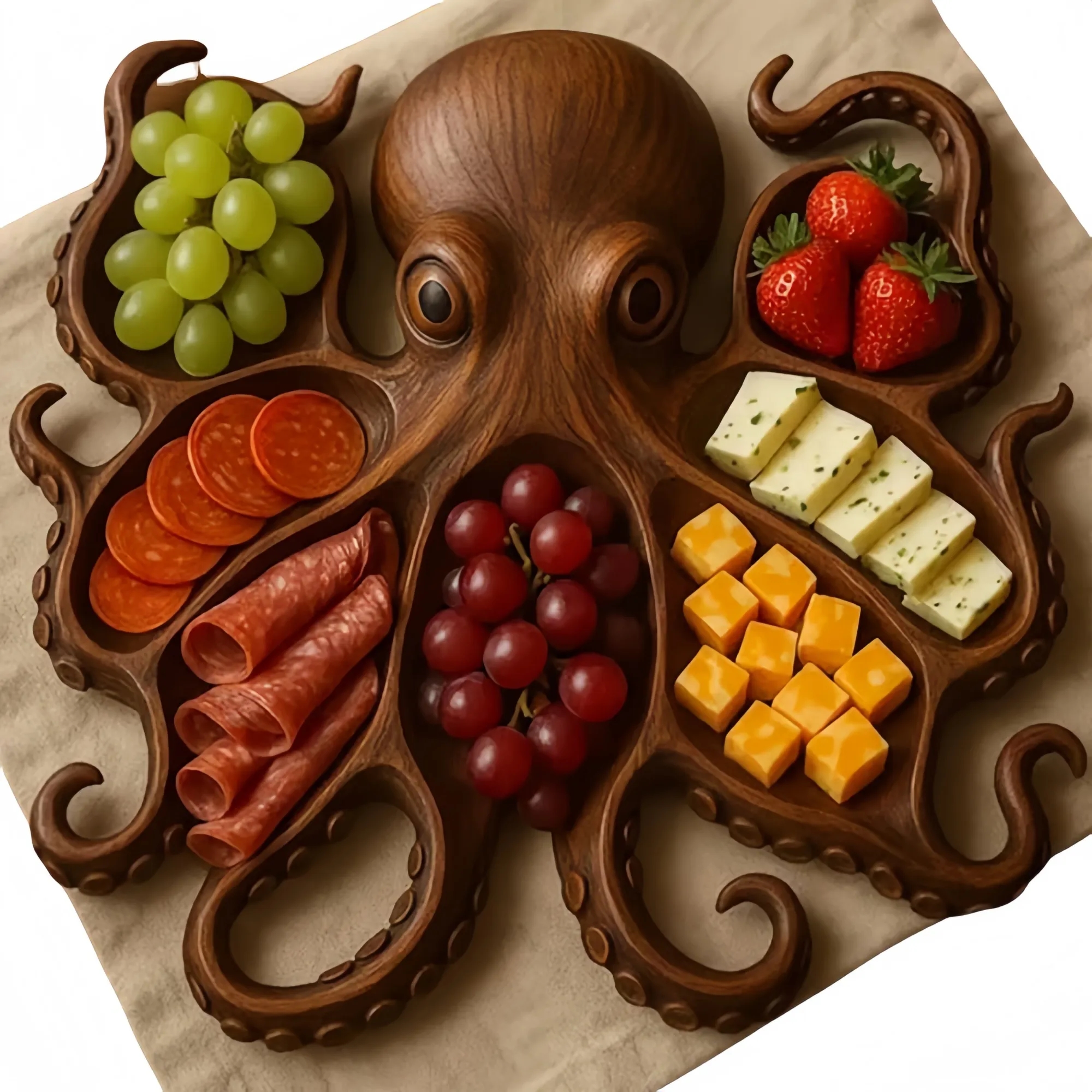 Octopus-Shaped Wooden Kitchen Platter 4