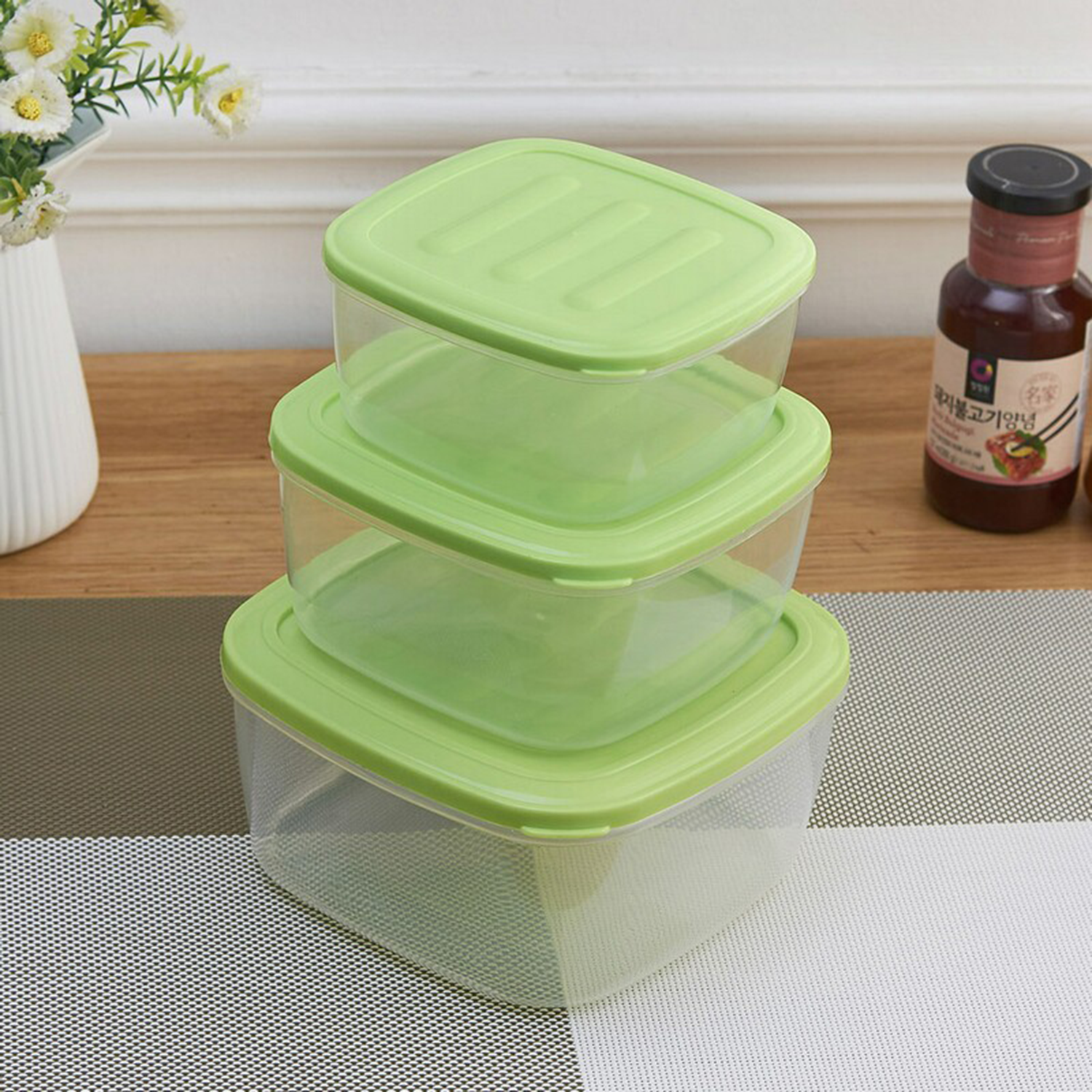 Plastic Lids Stackable Transparent Food Storage Box 6
