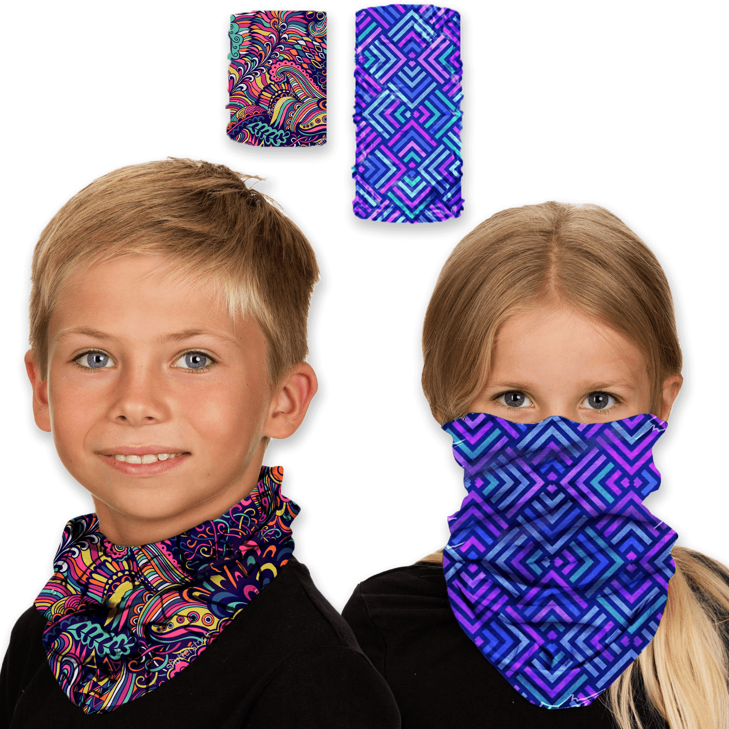 Kids Face Bandana mask Reusable Tube w/ Full color custom 2