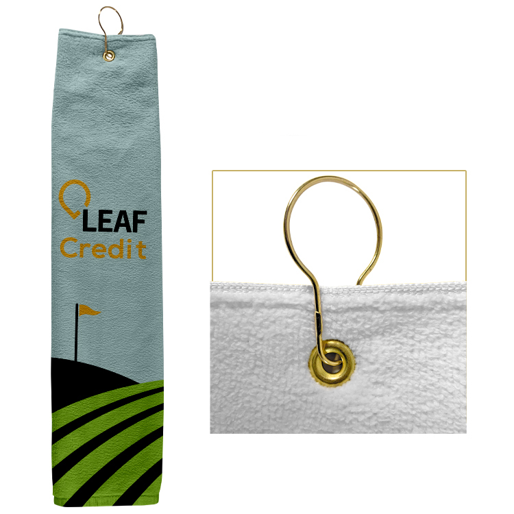 Large Custom Full Color Grommeted Tri-Fold Golf Towel 6