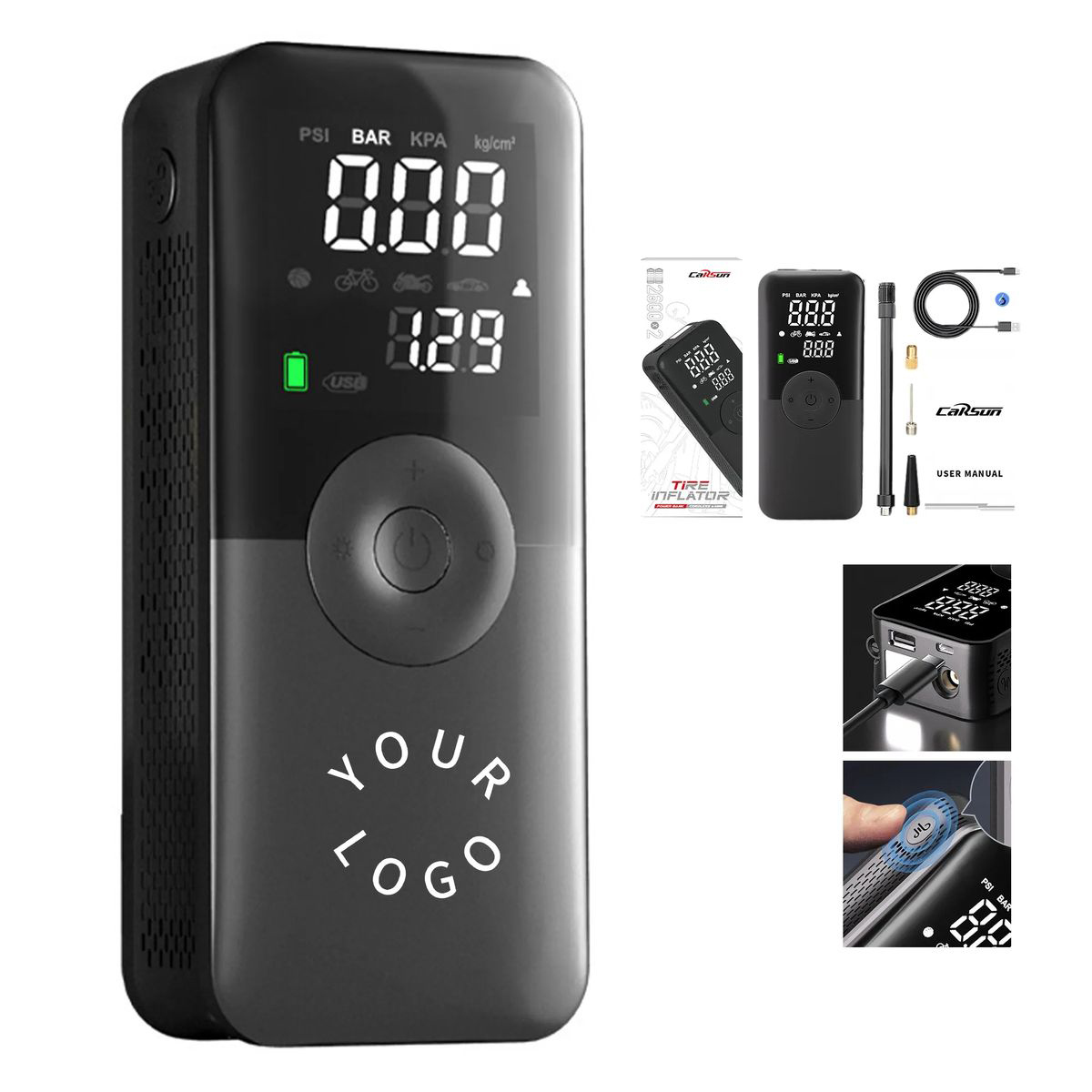 Emergency Tire Inflator with Flashlight 2