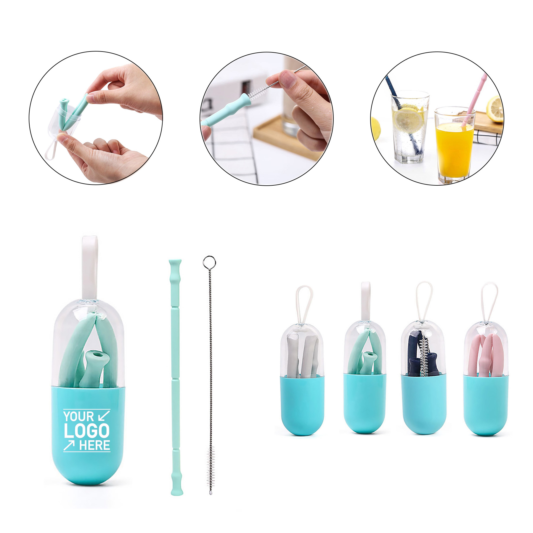 Collapsible Eco Silicone Drinking Straw With Case 2
