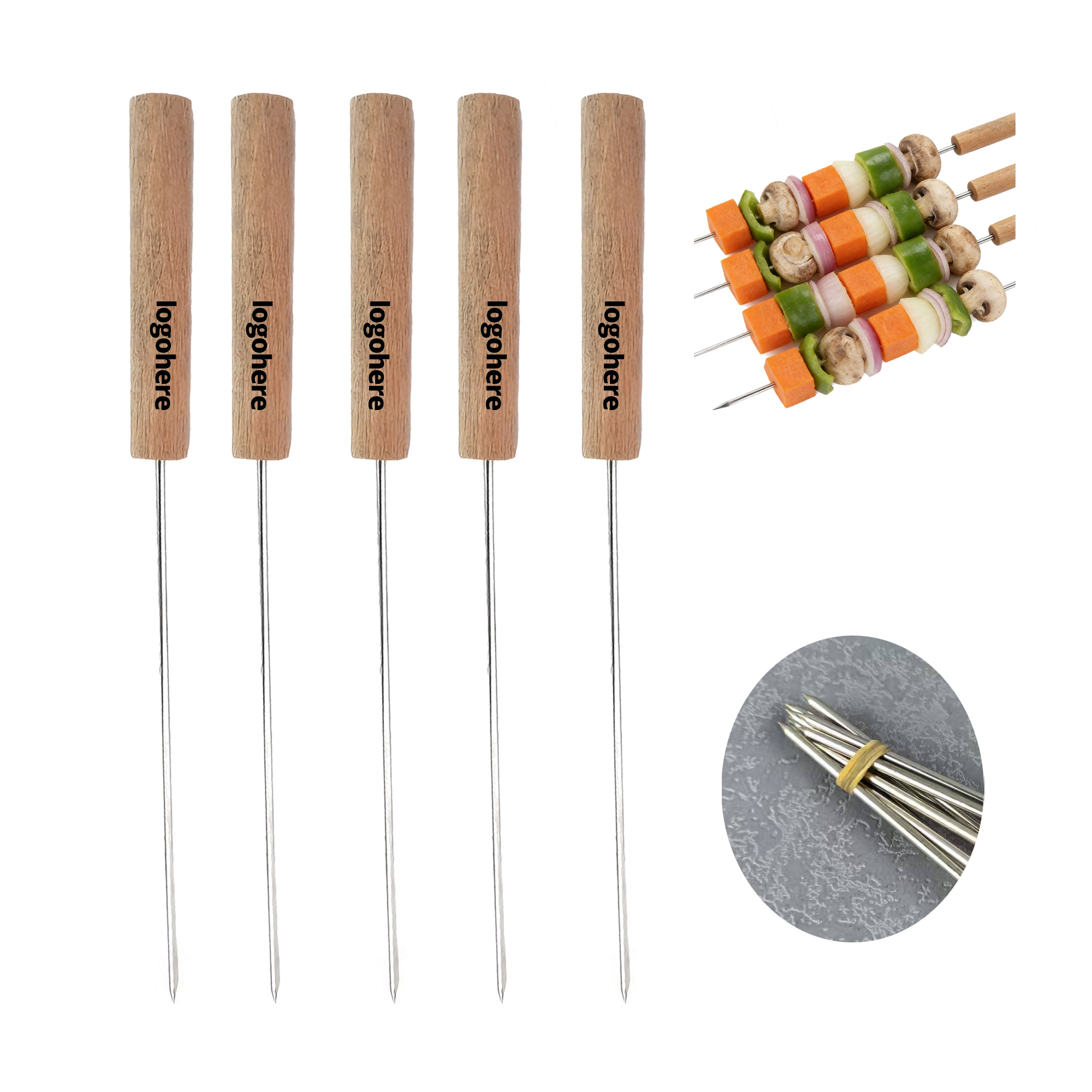 MOQ 50 Extra-Long Barbecue Skewers with Wooden Handle 2