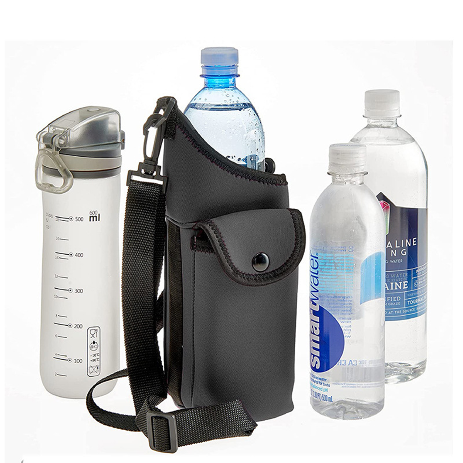 Insulated Neoprene Water Bottle Crossbody Bag w/Phone Pocket 3