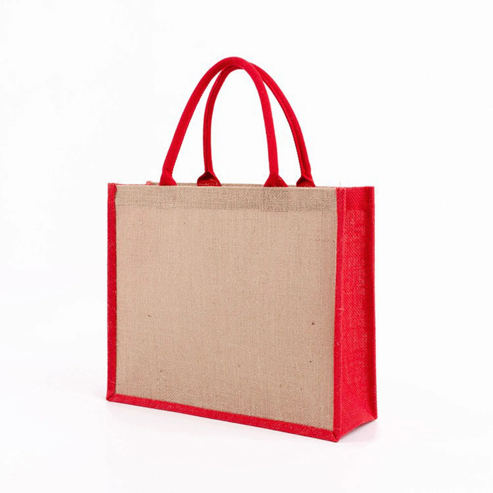 Mini Jute Tote Bag w/Canvas Handle, custom tote bag with logo imprint 8
