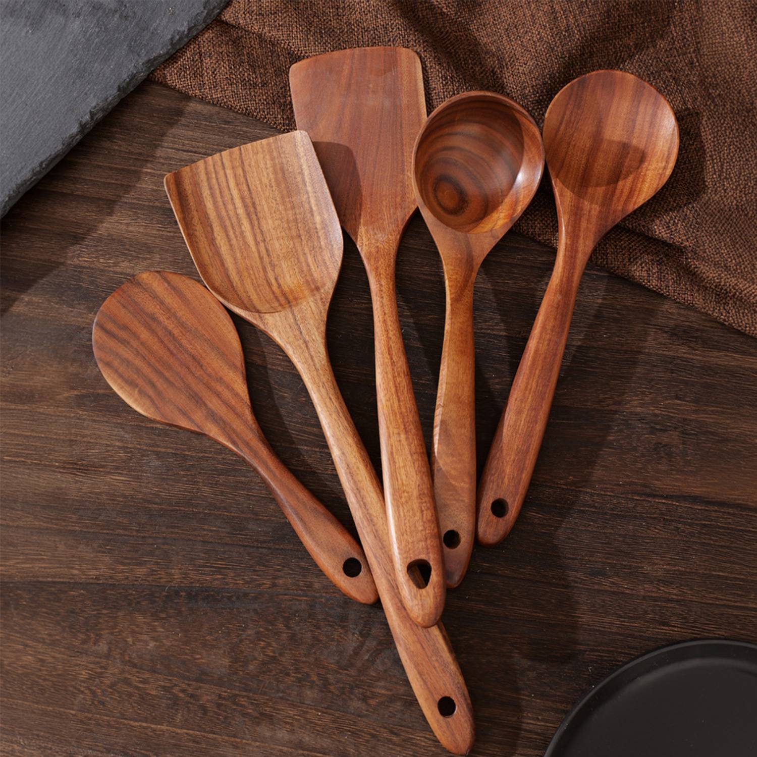Kitchen 6-Piece Wooden Spoon Skimmer Turner Set 3