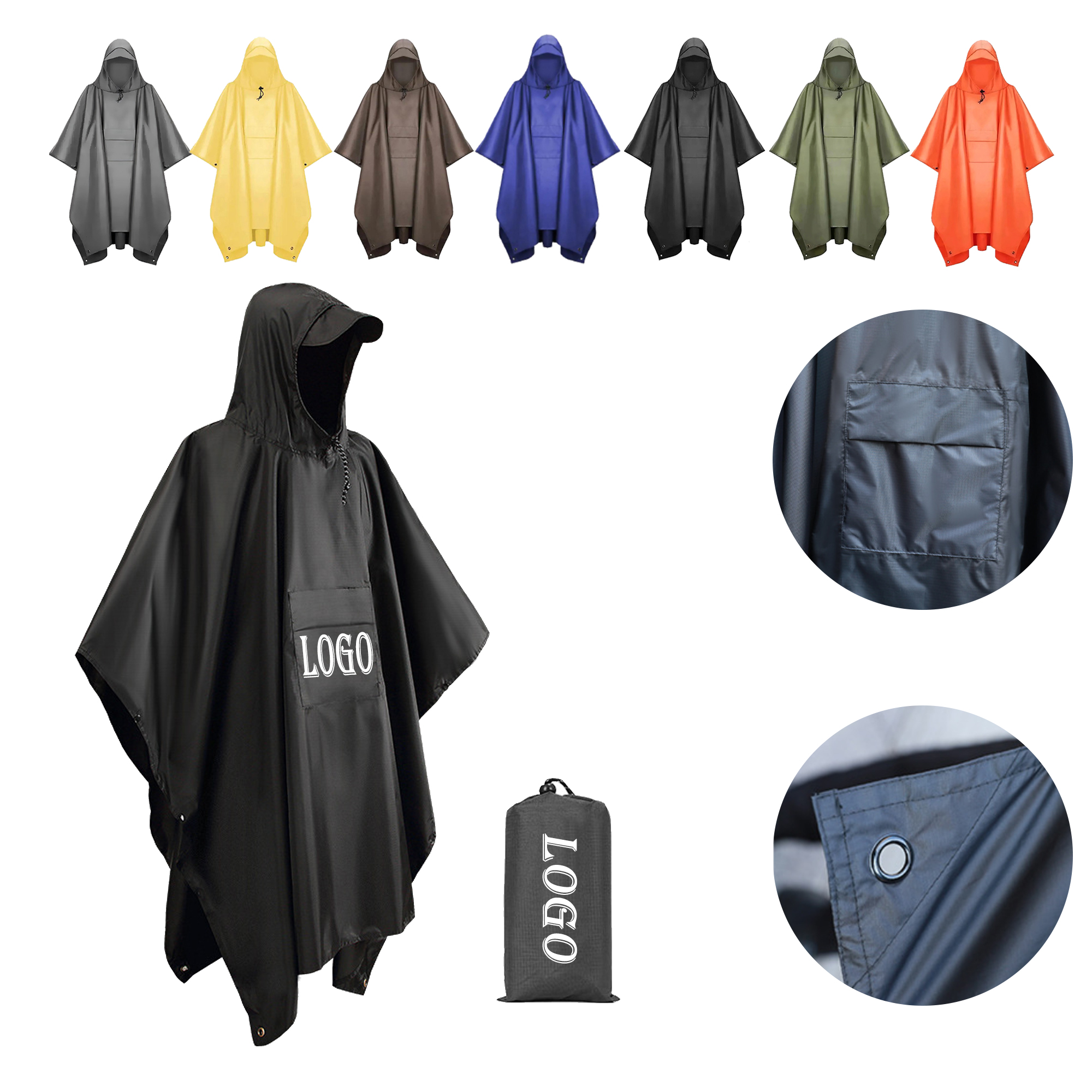 MOQ20 Outdoor Hooded 3-In-1 Raincoat Pockets 3