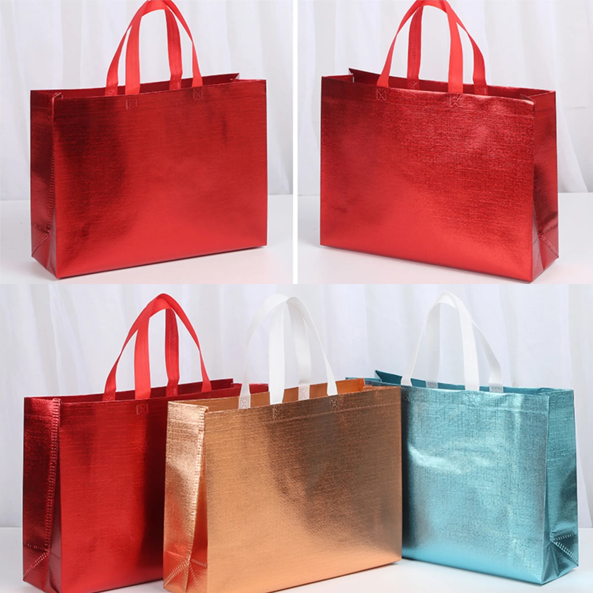 Glossy Laminated Non Woven Tote Bag For Apparel Packaging 2