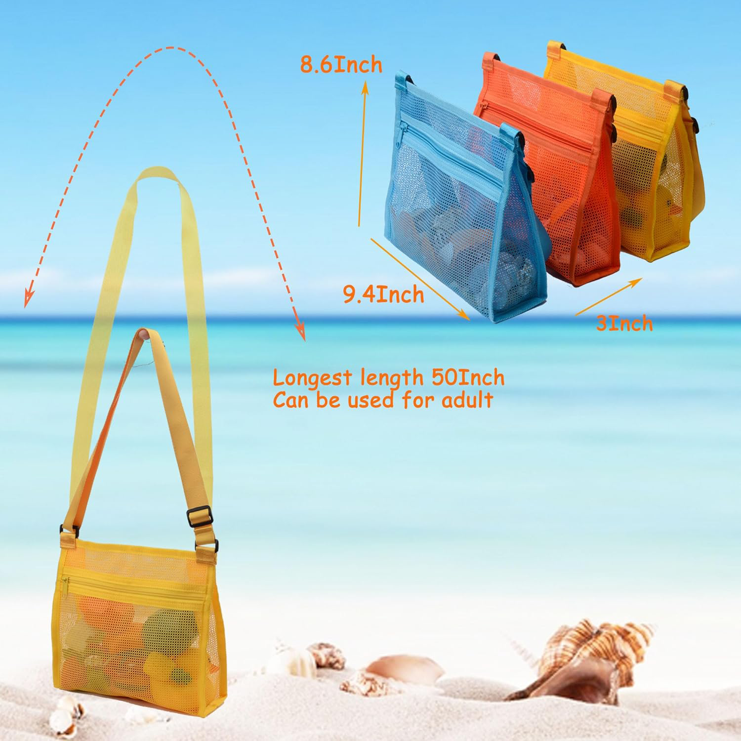 Nylon Mesh Beach Toy Crossbody Bag Storage Carrier 2