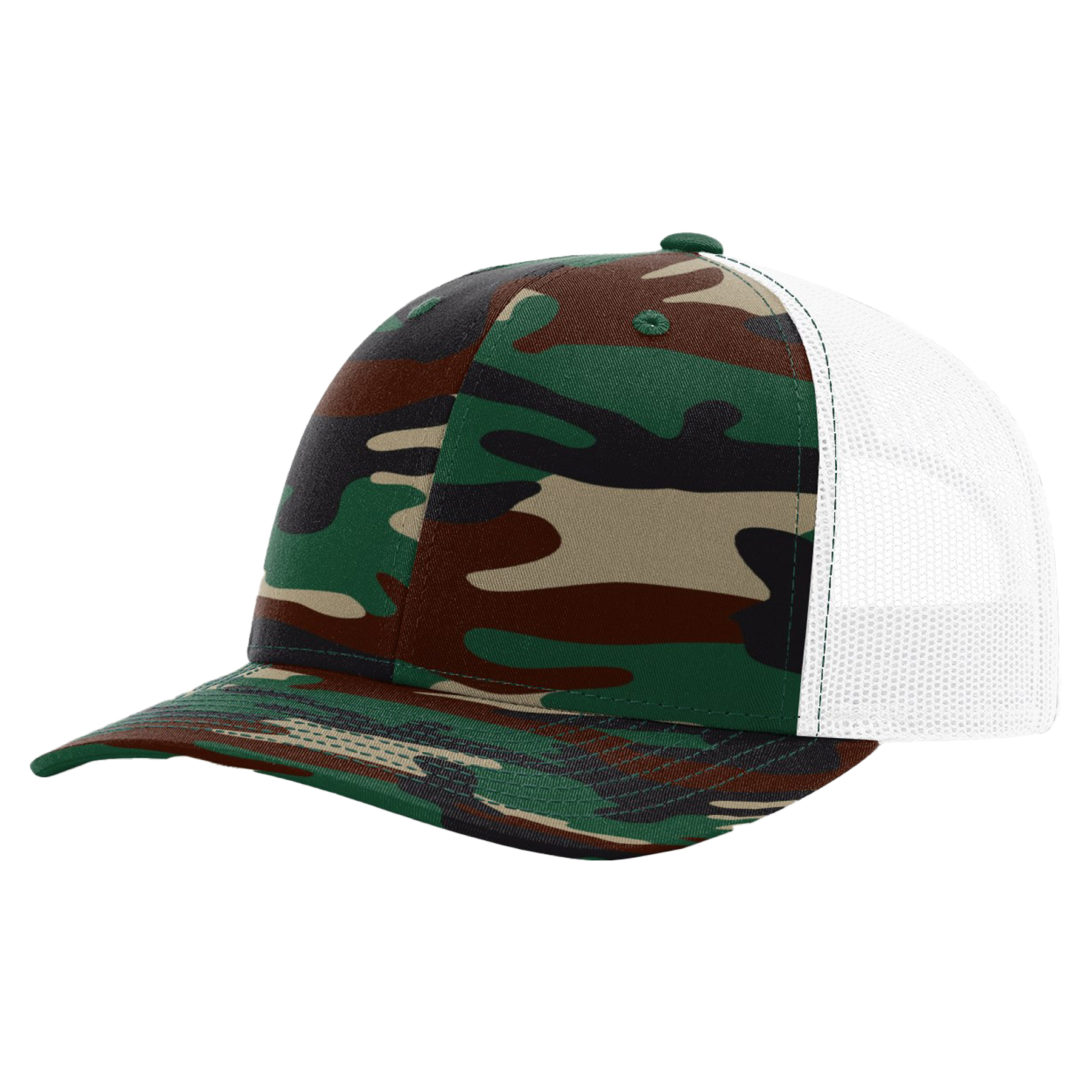 Richardson 112P Printed 6-Panel Snapback Trucker Hat w/Leatherette Adhesive Patches 19