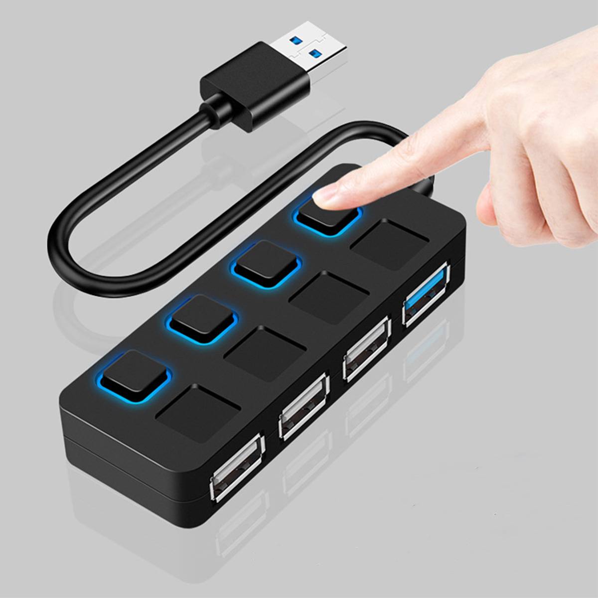 4-Port Usb 3.0 Data Hub With Separate Led-Lit Power Switch 3